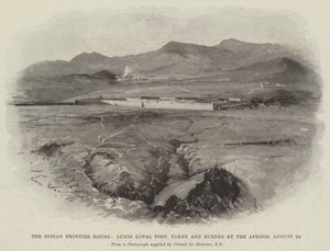 Le soulèvement de la frontière indienne, le fort de Lundi Kotal, pris et brûlé par les Afridis, 24 août - Henry Charles Seppings Wright
